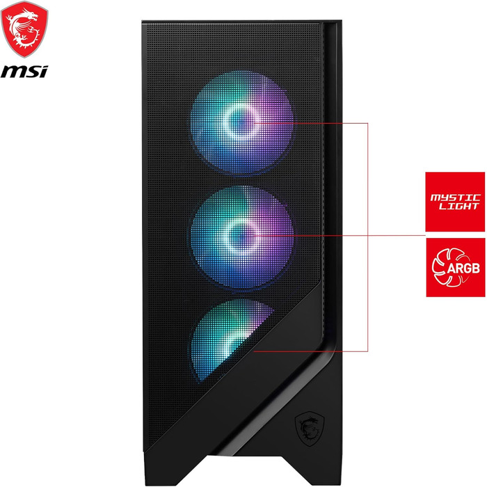 Корпус для ПК MSI MAG Forge 321R Airflow, Mid-Tower, підтримка ATX, сумісний з RTX 40, ARGB-вентилятори, магнітні пилові фільтри, загартоване скло, концентратор ARGB, USB 3.2 Gen 2x2 Type-C