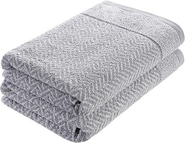Набір рушників Herzbach Home, 100% бавовна, сіро-білі, 2 шт. 70x140 см, візерункові банні рушники