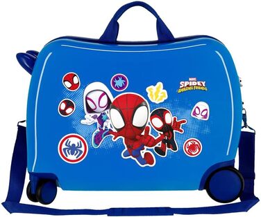 Дитяча валіза Marvel Spiderman Go Webs Go, синя, 50×39×20 см, ABS, 34 л, з кодовим замком, 4 колеса, ручна поклажа