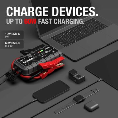 Бустер для автомобіля NOCO Boost X GBX75: Пусковий пристрій 2500A 12V Lithium Powerbank для бензинових двигунів до 8.5L та дизельних до 6.5L