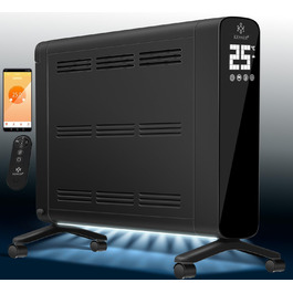 Електричний конвектор KESSER 1200/2400Вт, WiFi, термостат, таймер, сенсорний дисплей, економний, захист від перегріву, чорний