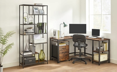 Стелаж Songmics у стилі лофт, 80 x 30 x 180 см, чорний/рустикальний дуб