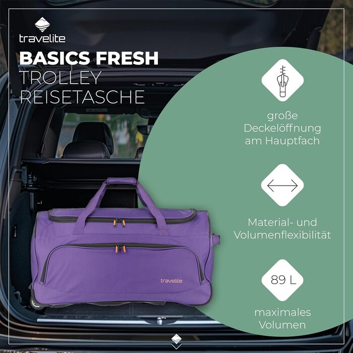 Дорожня сумка на колесах Travelite Basics Fresh L, 89 л, лілова, 71 см