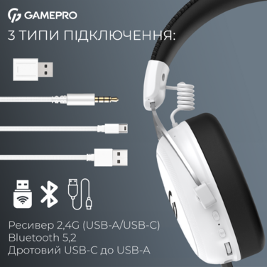 Бездротова ігрова гарнітура GamePro Asgard Skald (HSW160W)
