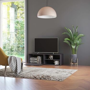 vidaXL ТВ тумба з дверцятами та полицями, сіра, 120x34x37 см, ДСП