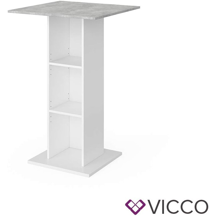 Стіл обідній Vicco Rodeo, бетон/білий, 70x70 см, квадратний