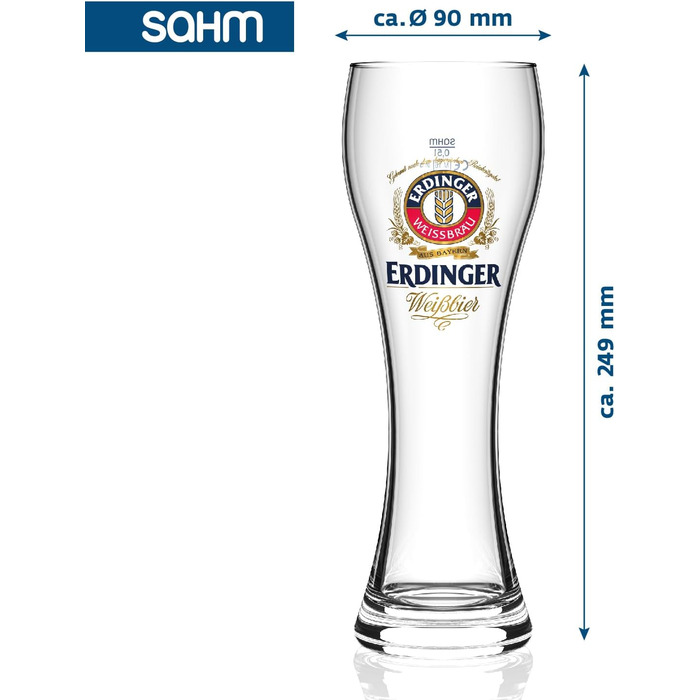 Набір келихів для пшеничного пива ERDINGER 0,5 л, 6 шт — оригінальні склянки для вайсбір, ідеальний подарунок для поціновувачів пива