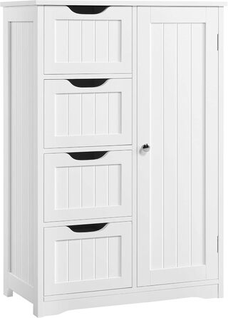 Шафа для ванної Yaheetech з 4 шухлядами та дверцятами, регульована полиця, для зберігання у ванній, кухні чи коридорі, 56x30x82 см, білий