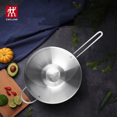 Вок Zwilling TwinNova 30 см з кришкою, 2 шт. - нержавіюча сталь, для всіх плит, не потребує покриття, стійкий до миття в посудомийній машині