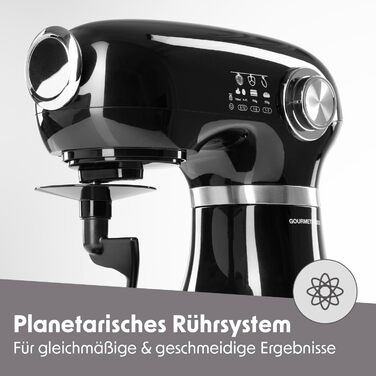 Мультифункціональний кухонний комбайн GOURMETmaxx, міксер і тістоміс, 5 л, електричний, чорний, з насадками та чашею