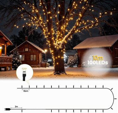Світлодіодна гірлянда LED для вулиці та дому 800 світлодіодів, теплий білий колір, 10м (темно-зелений дріт)