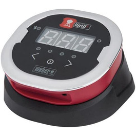 Weber iGrill 2 — розумний Bluetooth термометр для м'яса з 4 підключеннями, магнітним кріпленням, контроль через додаток та дисплей, чорний, 3.2 x 10.8 x 5.0 см, для гриля