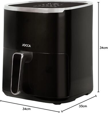 Аерофритюрниця JOCCA 5L, безмасляна фритюрниця 1450W з LED сенсорним екраном та регулюванням температури, чорна