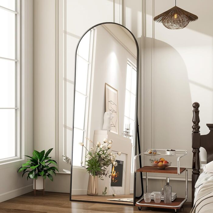 Дзеркало підлогове BEAUTYPEAK Bogen 142x52 см, чорне, повнорозмірне, настінне або з підставкою для спальні, вітальні, гардеробної