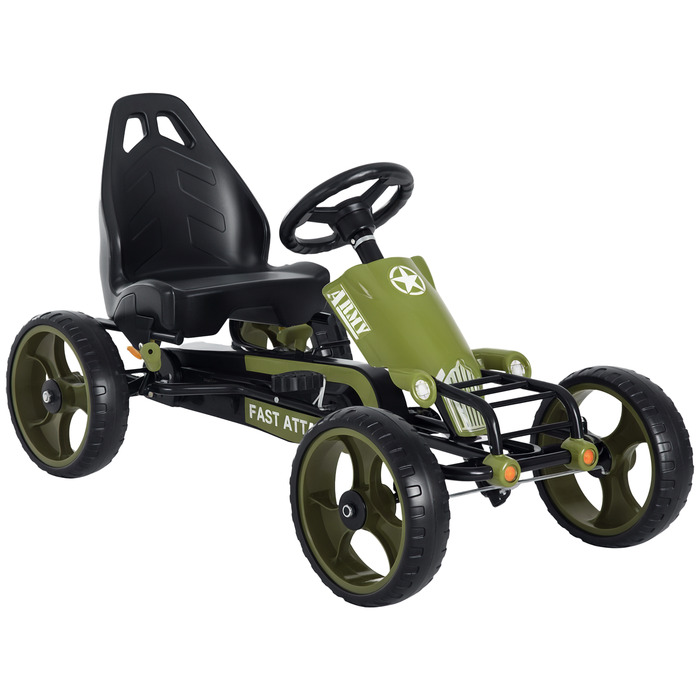 Дитячий карт Tretauto, каталка з ручним гальмом, модель Kettcar з регульованим сидінням, підходить для дітей від 3 років, колір зелений, розміри: 105 x 54 x 61 см
