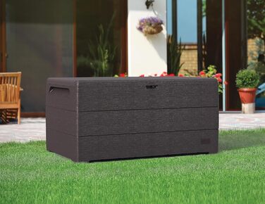 Водонепроникна пластикова скриня Duramax Cedargrain Durabox 270л для саду з колесами та ручками, коричнева
