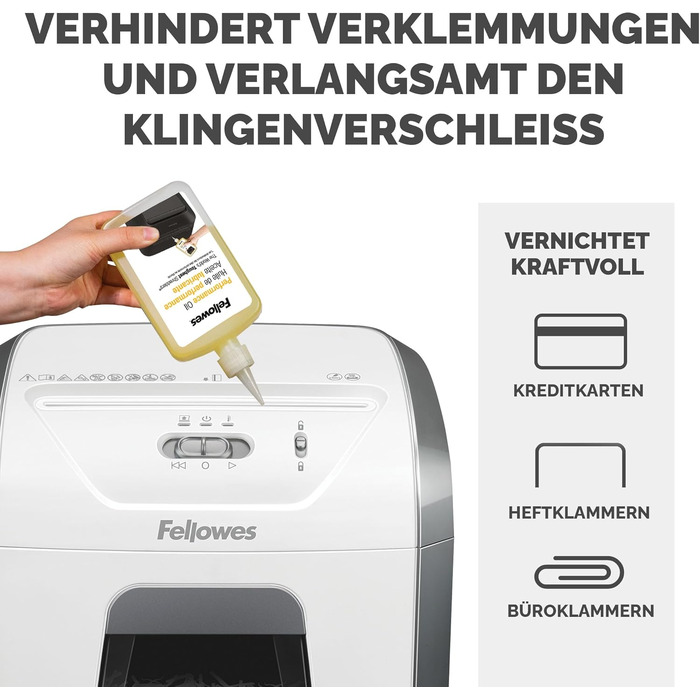 Шредер Fellowes FS-12C Premium Bundle: знищувач документів формату P4, 12 листів, для офісу та дому, білий