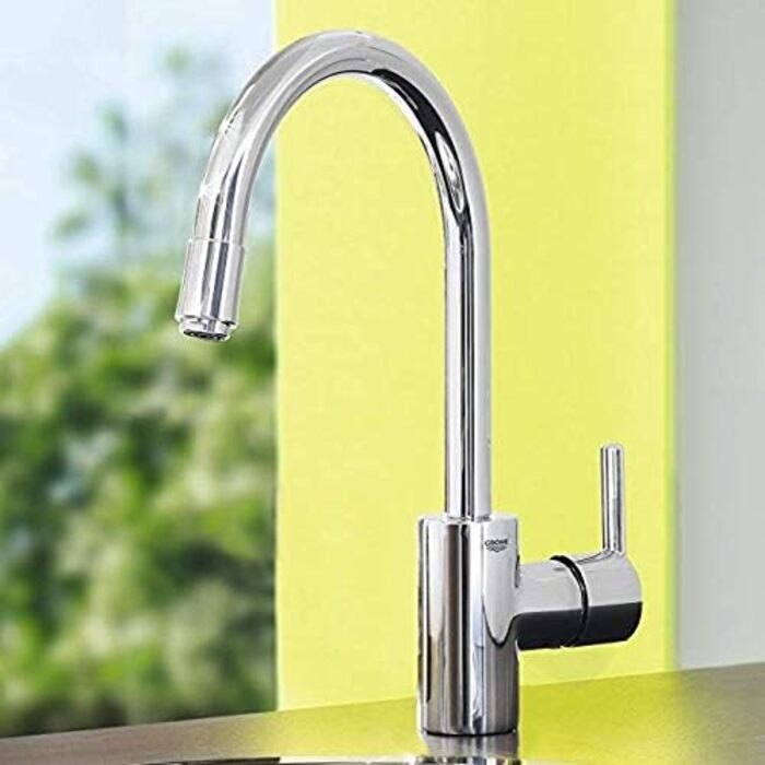 Змішувач кухонний GROHE Feel з висувним душем, 360° поворотний, економний (хром) 31486001