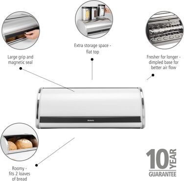 Контейнер для хліба та випічки Brabantia Rollbrotkasten, сталевий, матовий бежевий, великий