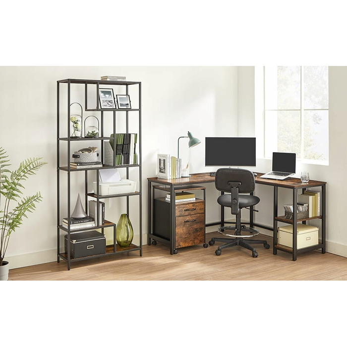 Стелаж Songmics у стилі лофт, 80 x 30 x 180 см, чорний/рустикальний дуб