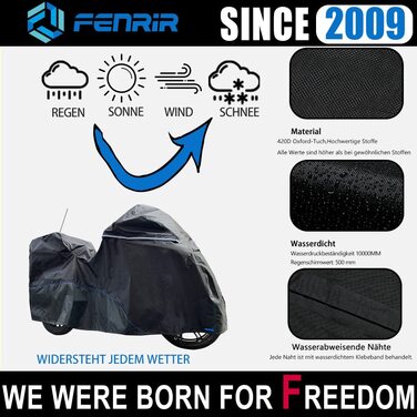 Чохол для мотоцикла FENRIR 420D, водонепроникний, для круїзерів і турингових мотоциклів, 275x110x130 см, для K1600GTL, R18, GL1800 Gold Wing, Roadmaster, Road Glide, Ultra Limited, CVO