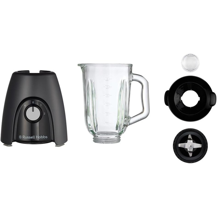 Стаціонарний блендер Russell Hobbs Smoothie Maker 27121-56, скляна чаша 1.5л, 850 Вт, 2 швидкості та імпульсний режим, Matte Charcoal