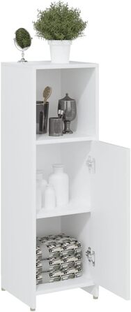 Шафа для ванної vidaXL, 3 відділення, 1 дверцята, білий, 30x30x95 см, ДСП