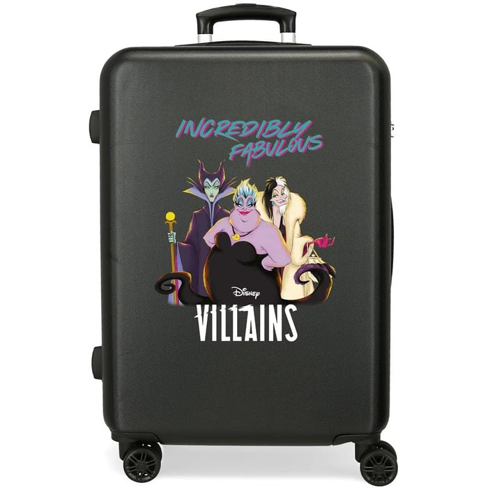 Середня валіза Disney Villains, чорна, ABS-пластик, 65 см, кодовий замок, 56 л, 4 подвійні колеса