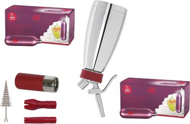 Сифон для вершків iSi Thermo Whip Plus 0,5 л з 20 капсулами, термоізольований, професійний сифоновий балон для збивання вершків