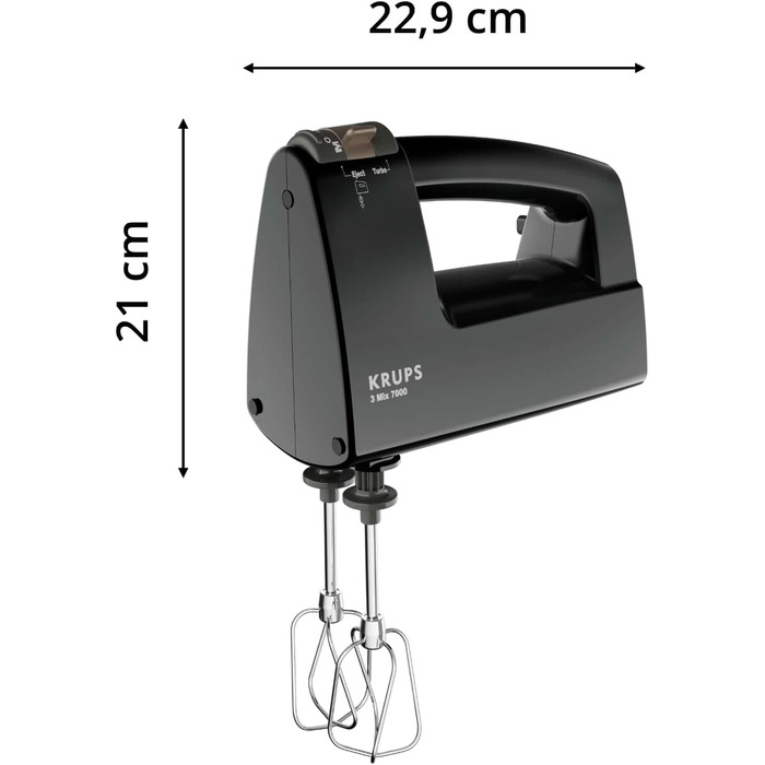 Ручний міксер Krups 3 MIX 7000 60 Jahre Edition F60858, 500 Вт, з вінчиками та гаками для тіста, чорний/мідний