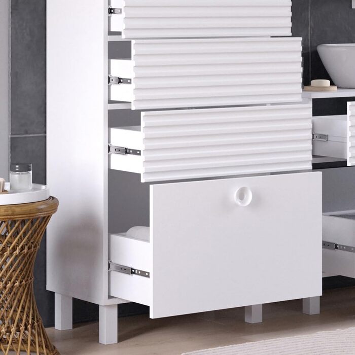 Пенал для ванної Vicco Sola, білий, 60x113 см, 4 шухляди