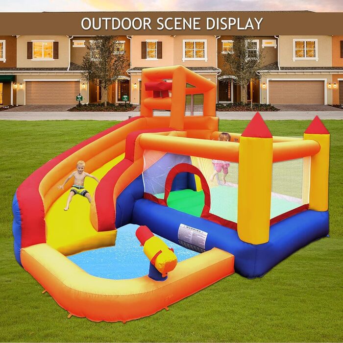 Надувний батут Ballsea з гіркою (суха/водяна), для дітей 3-10 років, 320x280x232 см, для дому та вулиці