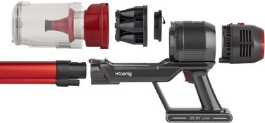 Вертикальний та ручний пилосос H.Koenig UPX22, червоний, 121x25x23 см
