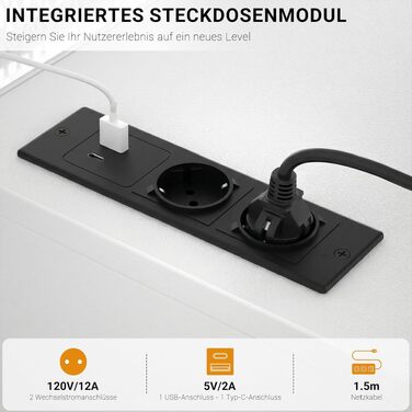 Комп'ютерний стіл iSunirm 100x50 см для геймінгу з RGB підсвіткою, розеткою та підставкою під монітор, білий