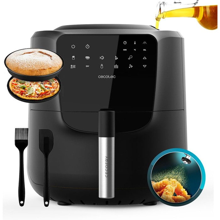 Фритюрниця Cecotec Cecofry Rain 5.5 л без олії з автоматичним та ручним розпиленням, 7 режимів, 1550 Вт
