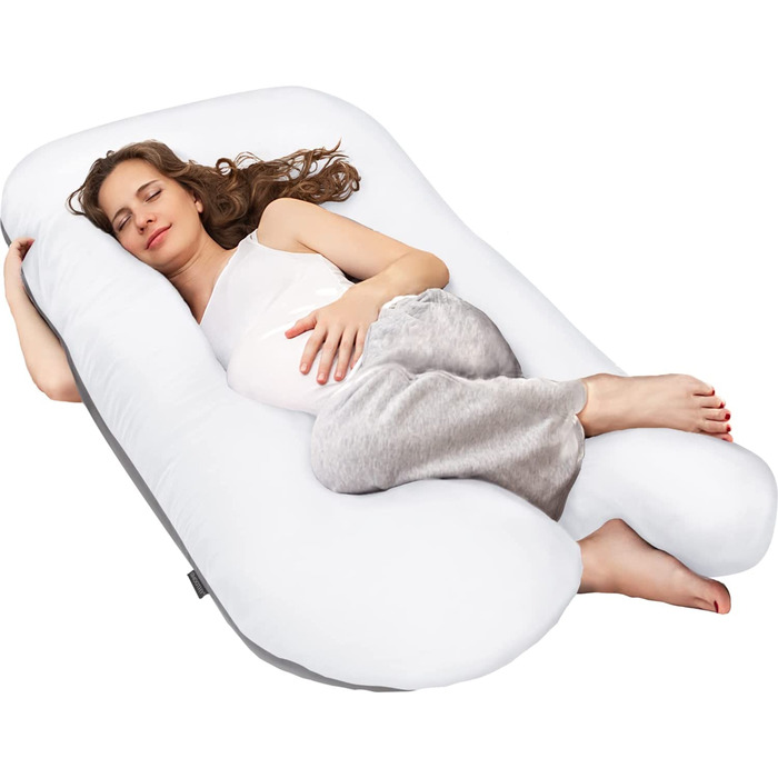 Подушка для вагітних SMOOTHY XXL U-подібна, бавовна, 150x80 см, для сну на боці, для годування та підтримки малюка, знімний і праний чохол