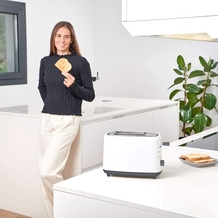 Тостер Black+Decker BXTO820E 820 Вт, 2 широкі екстрадовгі відсіки, 7 режимів, автоматичне центрування, білий пластик