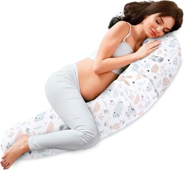 Подушка для вагітних та годування Totsy Baby XXL, 190 см, бавовна, для сну на боці, з совами
