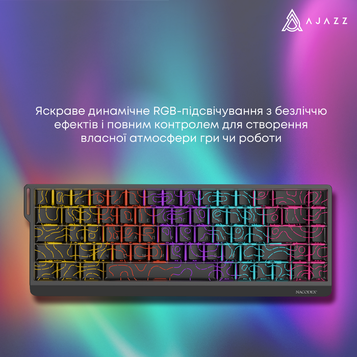 Дротова механічна клавіатура Ajazz NK68 V2 Red Switch (NK68-V2-R-S-W)