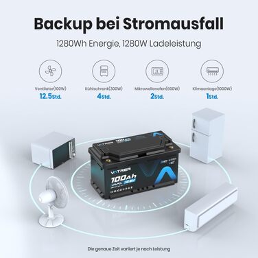 LiFePO4 акумулятор VATRER POWER 12V 300Ah з системою самопідігріву (LN5, 100Ah)