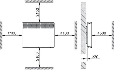 Електричний конвектор STIEBEL ELTRON CNS 150 Trend 1,5 кВт, для 20 м², металевий корпус, енергоощадний, LC-дисплей, тижневий таймер, TÜV сертифікат