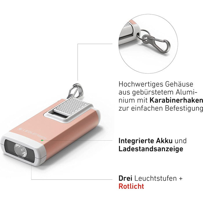 Ліхтар-брелок Ledlenser K6R Gold, 400 лм, акумуляторний, USB-A, з червоним світлом