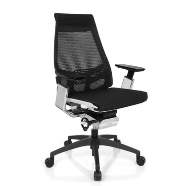 Офісне крісло GENIDIA SMART WHITE CM сітка чорний AL Chrom hjh OFFICE