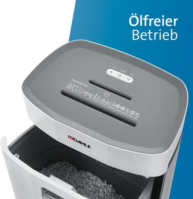 Шредер Dahle PaperSAFE PS 240: 10 листів, рівень безпеки P4, частинковий різак, без масла та обслуговування, 25 літрів, сірий