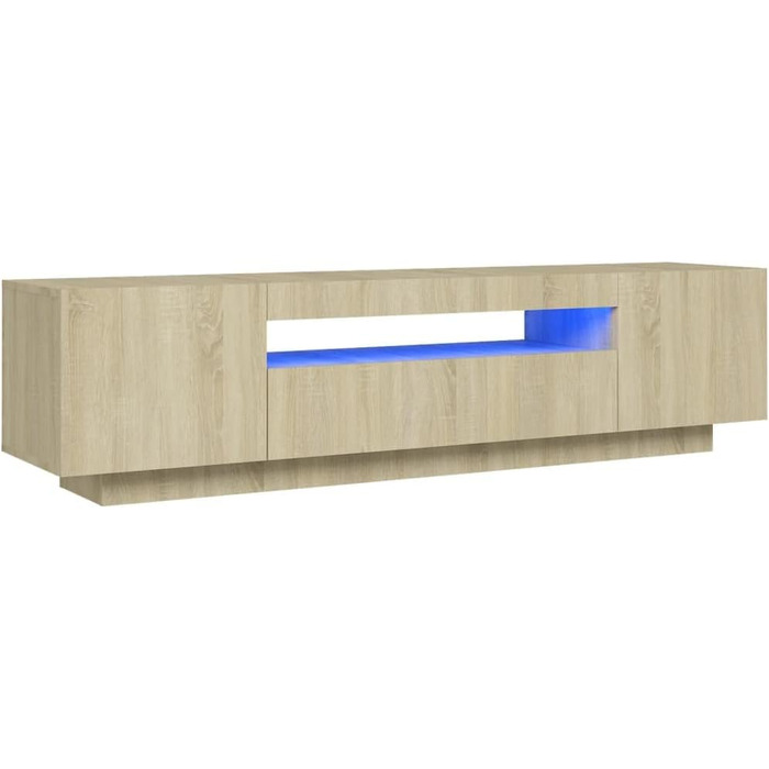 Тумба під телевізор з LED підсвіткою vidaXL, дуб сонома, 160x35x40 см, сучасний ТВ стіл, меблі для вітальні