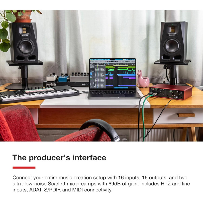 Focusrite Scarlett 4i4 4-го покоління USB Аудіоінтерфейс для гітаристів, вокалістів та музикантів (16 входів/16 виходів) - HiFi студійна якість
