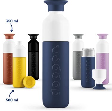 Термос Dopper Breaker Blue 350 мл – нержавіюча сталева термочашка для кави, чаю, подвійні стінки, тримає 24 год холод, 9 годин тепло, герметична, для напоїв, синя