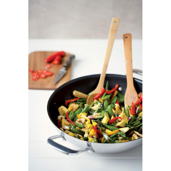 Вок Le Creuset з антипригарним покриттям, Ø 30 см, з кришкою, для всіх плит (індукція), нержавіюча сталь, сріблястий