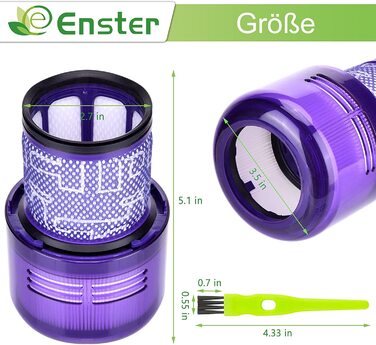 Фільтр для пилососа Dyson V11, 3 шт., миючий, змінний, сумісний з SV14 Animal, Drehmomentantrieb, Komplett, заміна DY-970013-02