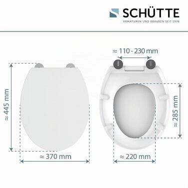 Сидіння для унітаза SCHÜTTE з мікроліфтом (Soft-Close), біле, матеріал Duroplast, Slim дизайн, витримує до 200 кг
